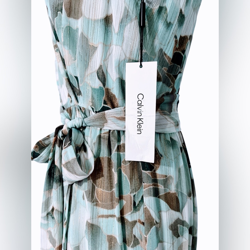 Calvin Klein Green Floral Tiered Maxi Dress | NWT | Size 10 - Picture 5 of 10